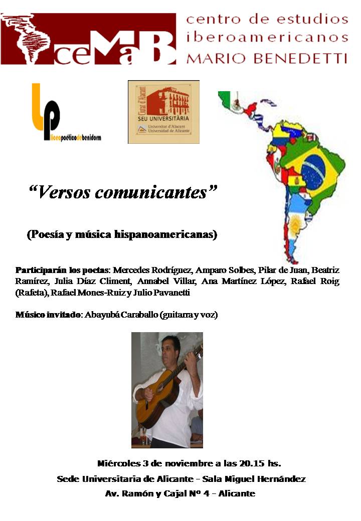 "Versos comunicantes" Poesía y música latinoamericana en la Sede Universitaria de Alicante